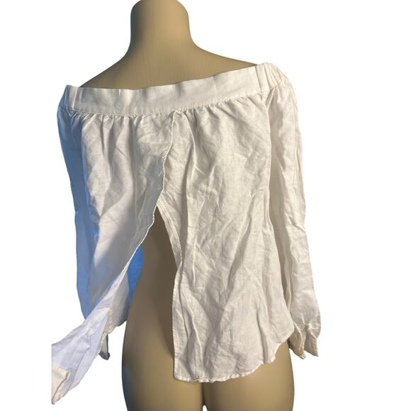 Women S L'Academie Los Angeles White Off-Shoulder Blouse Shirt Top - Picture 5 of 7